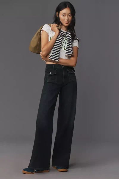 Citizens Of Humanity Raven Patch Pocket High-rise Wide-leg Jeans In Black