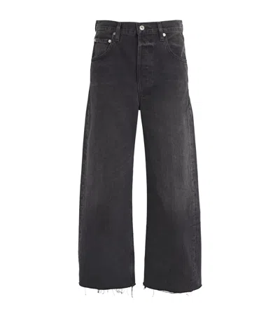 Citizens Of Humanity Raw-hem Ayla Cropped Jeans In Black
