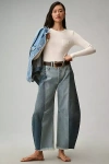 Citizen Of Humanity + Net Sustain Ayla Baggy Tuxedo High-rise Wide-leg Two-tone Organic Jeans In Blue