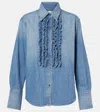 Citizens Of Humanity Ruffle Tuxedo Denim Buttondown Shirt In Blue