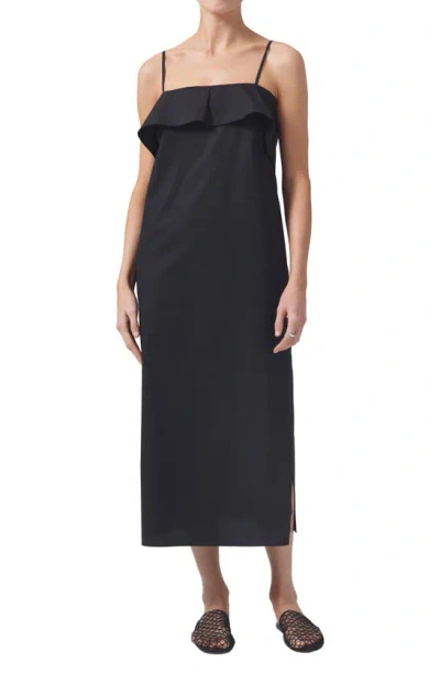 Citizens Of Humanity Sable Flounce Midi Dress In Black
