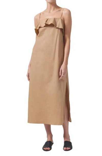 Citizens Of Humanity Sable Flounce Midi Dress In Incense