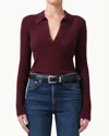 Citizens Of Humanity Simone Polo Sweater Burgundy In White