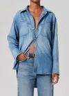 Citizen Of Humanity Solene Denim Long Sleeve Shirt In Loire