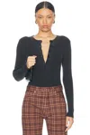 Citizen Of Humanity Varra Long-sleeve Henley Top In Charcoal Mineral