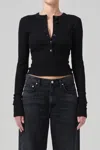 Citizen Of Humanity Varra Henley Tee Black