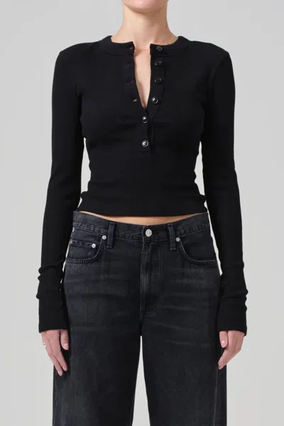 CITIZEN OF HUMANITY VARRA HENLEY IN BLACK