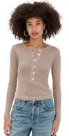 Citizen Of Humanity Varra Henley Shirt Sandatlas In Brown