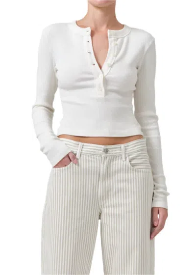 Citizen Of Humanity X Bloom Farm Exclusive Varra Cotton Henley Shirt In White