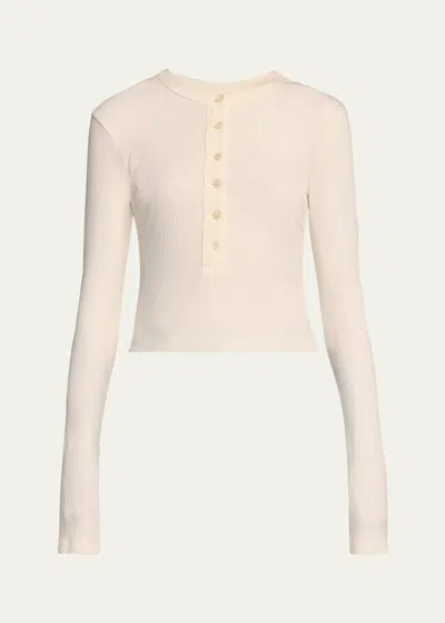 Citizens Of Humanity Varra Long-sleeve Henley Top In Pashmina Off W