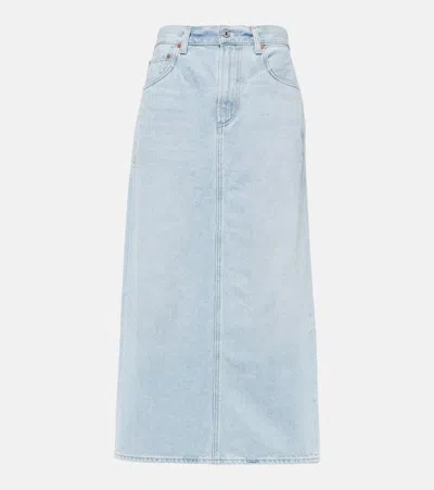 Citizens Of Humanity Verona Mid-rise Denim Midi Skirt In Blue