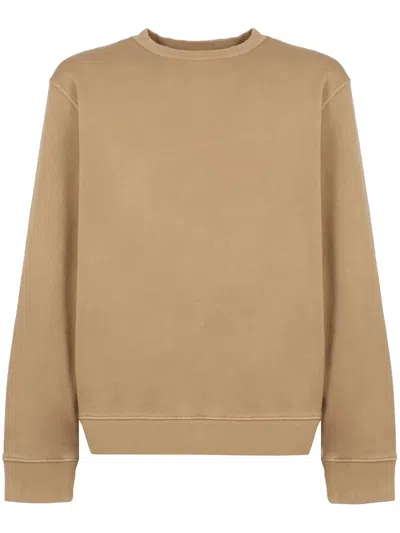 Citizen Of Humanity Cotton Crew-neck Sweatshirt With Ribbed Edges In Brown