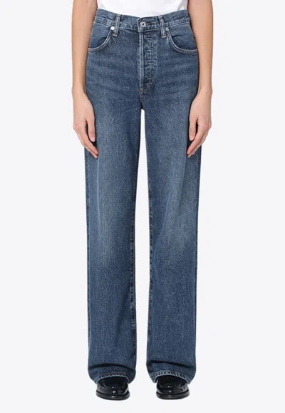 Citizens Of Humanity Washed-out Wide Jeans In Indigo