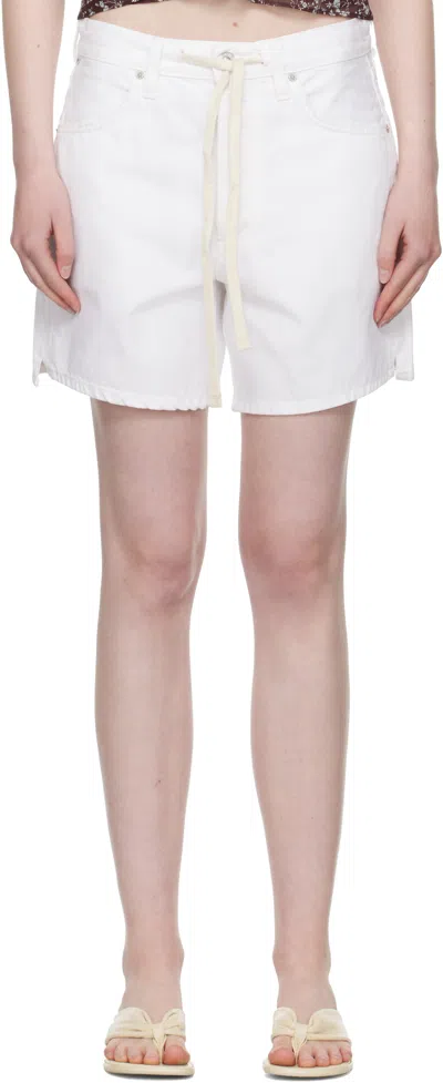 CITIZEN OF HUMANITY WHITE BRYNN DRAWSTRING DENIM SHORTS