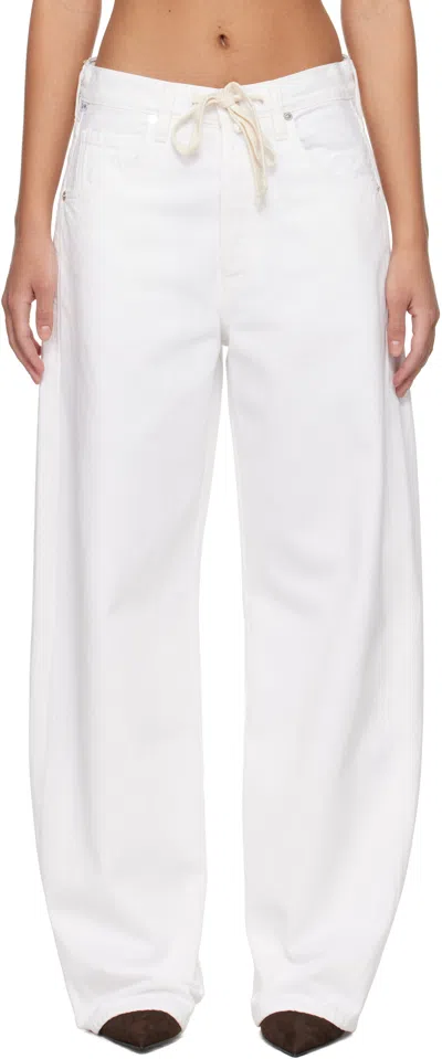 Citizen Of Humanity White Brynn Drawstring Jeans In Tulip (lt Indigo)