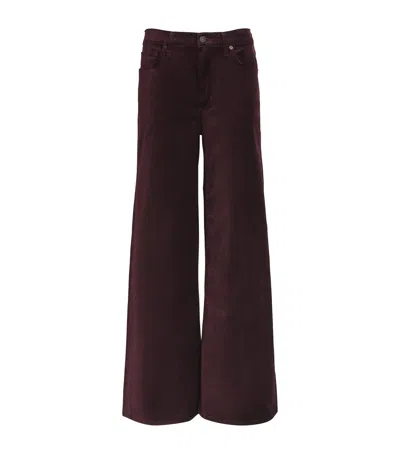 Citizen Of Humanity Womens Burgundy Loli Baggy Wide-leg Mid-rise Velvet Trousers