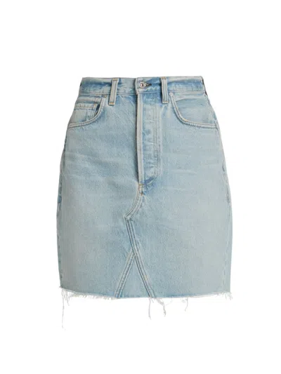 Citizen Of Humanity Women's Carolina Deconstructed Knee-length Denim Skirt In Array Light Indigo