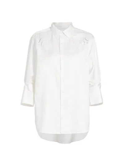 Citizens Of Humanity Women's Dree Cotton-silk Eyelet Shirt In Optic White