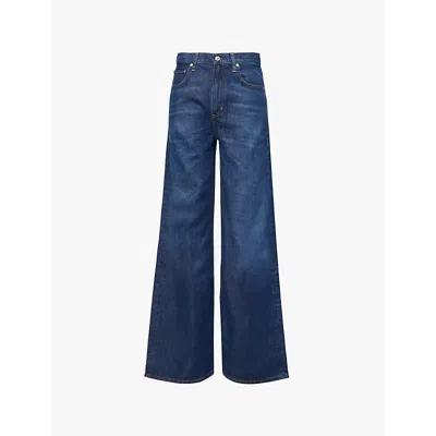 CITIZEN OF HUMANITY WOMENS GAMUT (DK INDIGO) PALOMA BAGGY BRAND-PATCH WIDE-LEG HIGH-RISE WOVEN-BLEND JEANS
