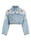 CITIZENS OF HUMANITY WOMEN'S LENA FLORAL EMBROIDERED CROP DENIM JACKET