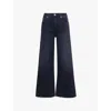 Citizen Of Humanity Lyra Brand-patch Wide-leg High-rise Stretch-denim Blend Jeans In Medallion (washed Black)