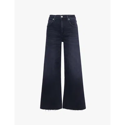 Citizens Of Humanity Lyra Brand-patch Wide-leg High-rise Stretch-denim Blend Jeans In Medallion (washed Black)