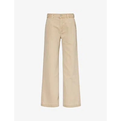 Citizen Of Humanity Womens Taos Sand (lt Khaki) Beverly Mid-rise Wide-leg Woven Jeans In Ponytail
