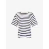 Citizen Of Humanity Womens Goldie Stripe-print Cotton-blend T-shirt Azure Stripe