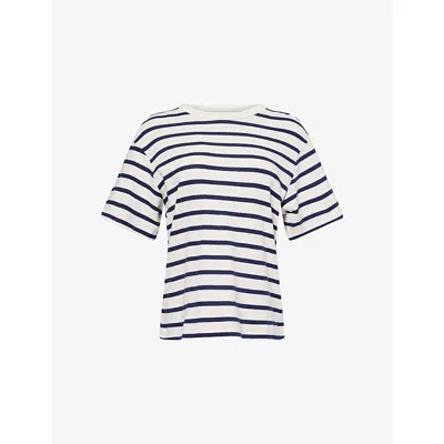 Citizens Of Humanity Womens Goldie Stripe-print Cotton-blend T-shirt Azure Stripe