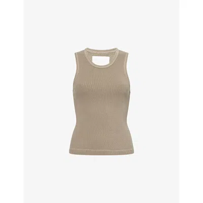 CITIZEN OF HUMANITY WOMENS BEZAL (MD OLV/GRN) INEZ WAFFLE COTTON-JERSEY TANK TOP