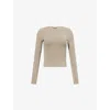 Citizen Of Humanity Womens Citizens Of Humanity Pilar Long-sleeve Waffle-knit Cotton Top In Bezal (md Olv/grn)