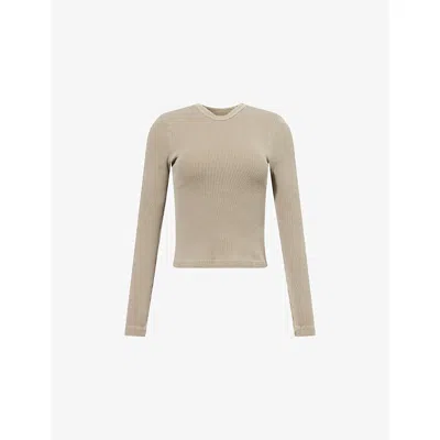 Citizen Of Humanity Womens Citizens Of Humanity Pilar Long-sleeve Waffle-knit Cotton Top In Bezal (md Olv/grn)