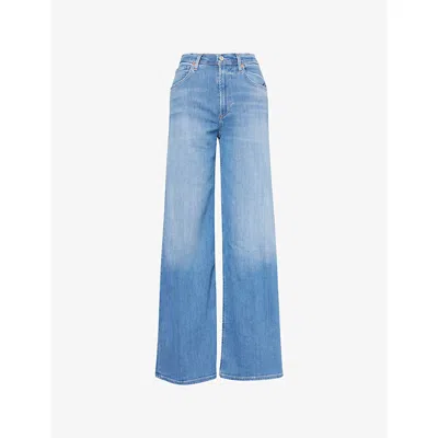 Citizens Of Humanity Womens Lyra Wide-leg Cropped Denim Jeans Bhodi (md Indigo)