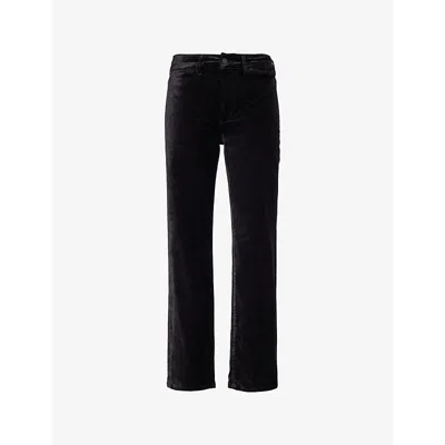 Citizens Of Humanity Womens Black Isola Crop Flared-leg Mid-rise Stretch-velvet Trousers