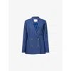 Shop Citizens Of Humanity Womens  X Argent Chelsea Peak-lapels Linen Blazer Blue Linen