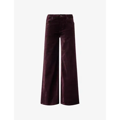 Citizens Of Humanity Womens Burgundy Loli Baggy Wide-leg Mid-rise Velvet Trousers