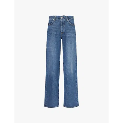Citizens Of Humanity Womens  Annina Brand-patch Wide-leg High-rise Woven-blend Jeans In Westwood (dk Indigo)