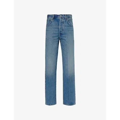 Citizens Of Humanity Womens  Baretta Faded-wash Straight-leg High-rise Denim Jeans In Babylonia (md Indigo)