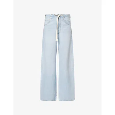CITIZEN OF HUMANITY WOMENS PORTOLA (LT INDIGO) BRYNN DRAWSTRING WIDE-LEG DENIM JEANS