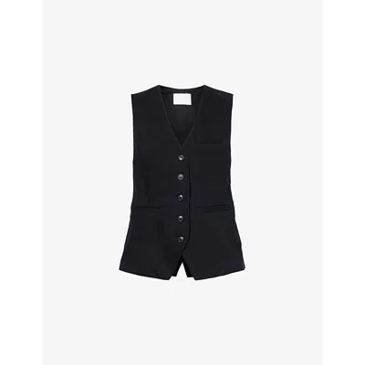 Citizens Of Humanity Womens Black Jasmin Longline Cotton Waistcoat
