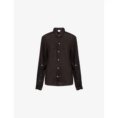 Citizens Of Humanity Womens Chocolate (md/dk Brown) Kayla Curved-hem Linen Shirt