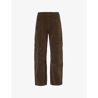 Citizens Of Humanity Womens  Marcelle Cargo-pocket Wide-leg Cotton Trousers In Costes (md/dk Green)