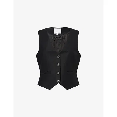 Citizen Of Humanity Womens Black Linen Citizens Of Humanity X Argent V-neck Woven Waistcoat