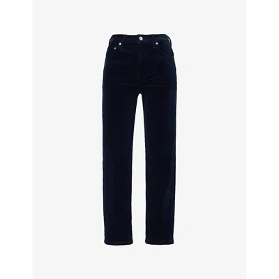 Citizens Of Humanity Womens Navy Zurie Ankle Straight-leg Mid-rise Stretch-cotton Corduroy Trousers In Navy