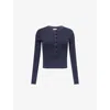 Citizen Of Humanity Womens Varra Henley Long-sleeve Cotton-jersey Top Mineral Navy In Blue