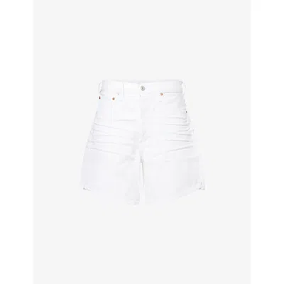 CITIZENS OF HUMANITY WOMENS POLISH (WHITE) MARLOW LONG HIGH-RISE RELAXED-FIT DENIM SHORTS