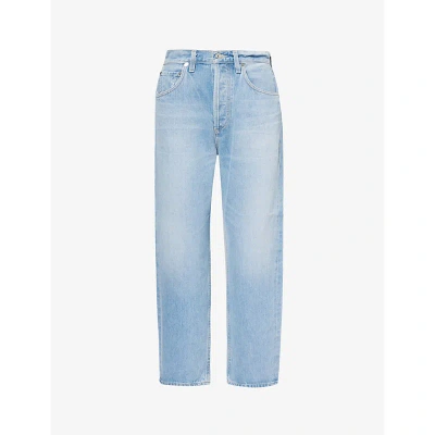 Citizens Of Humanity Dahlia High-rise Tapered-leg Jeans In Ribbon (lt Indigo)
