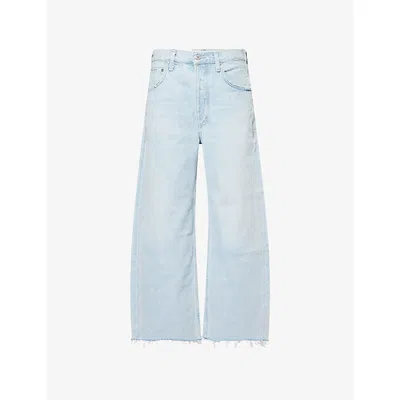 Citizens Of Humanity Womens  Ayla Raw-hem Cropped Wide-leg Denim Jeans In Sailor (lt Indigo)