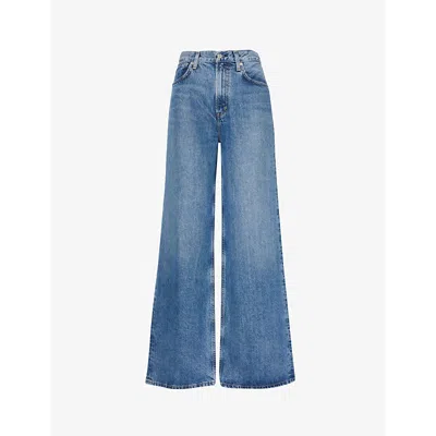 Citizens Of Humanity Ayla Wide-leg Mid-rise Organic-denim Jeans In Siesta (md Indigo)