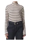 Citizen Of Humanity Womens Striped Ribbed Knit Turtleneck Top In Multi